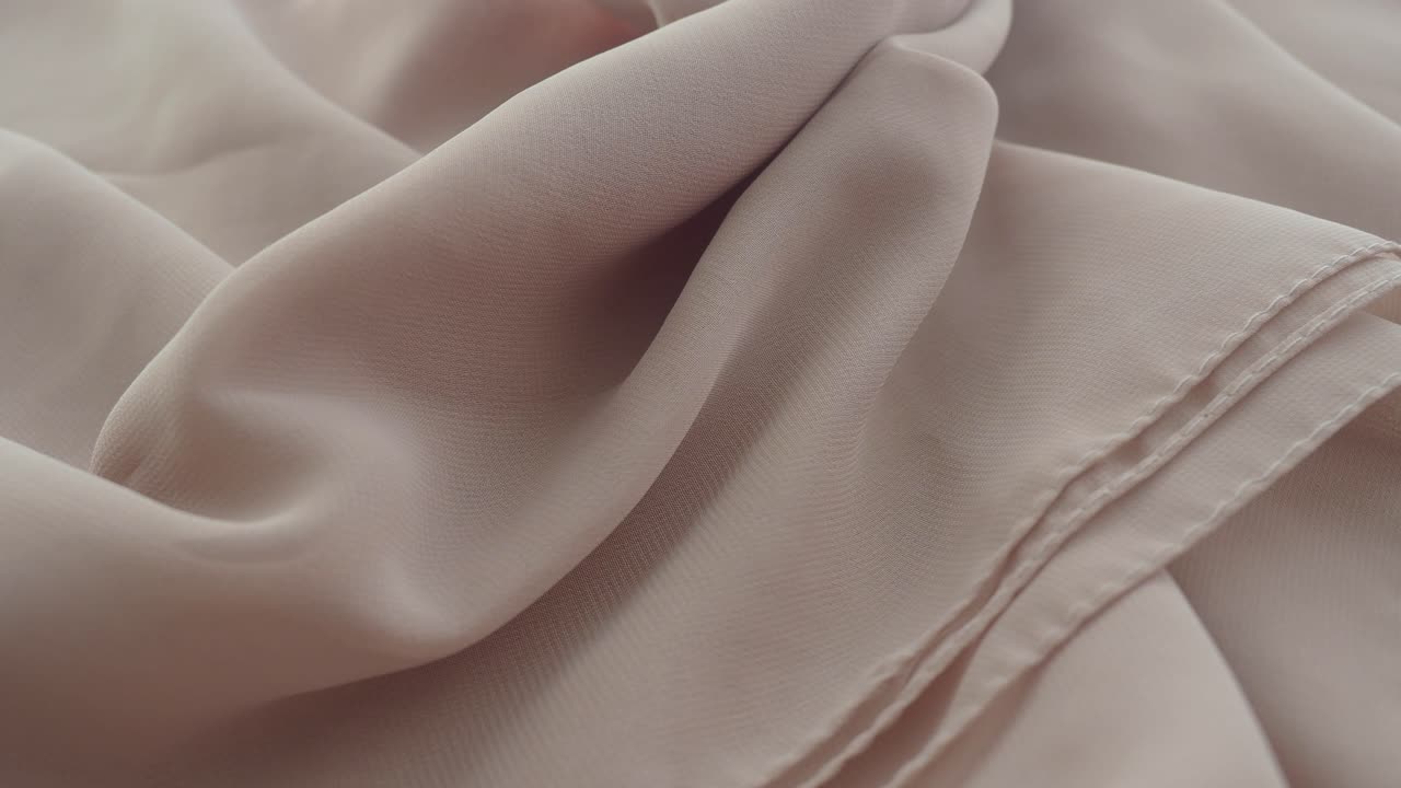 Close-up of Soft Beige Fabric with Drapes and Folds