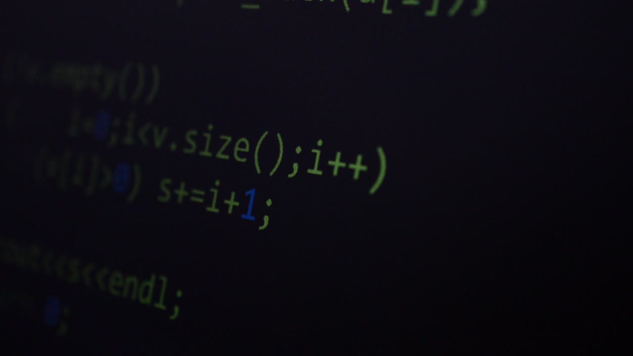 Source code on the monitor screen. Source code