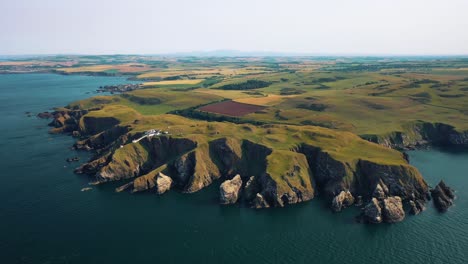 aerial over scotland's coast and st abbs head's on the british isles