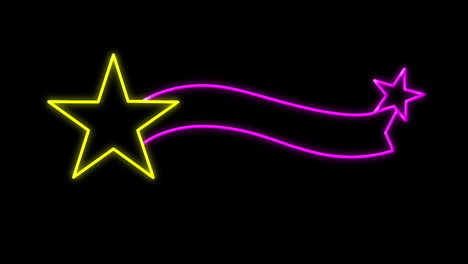 shooting star neon sign on black background