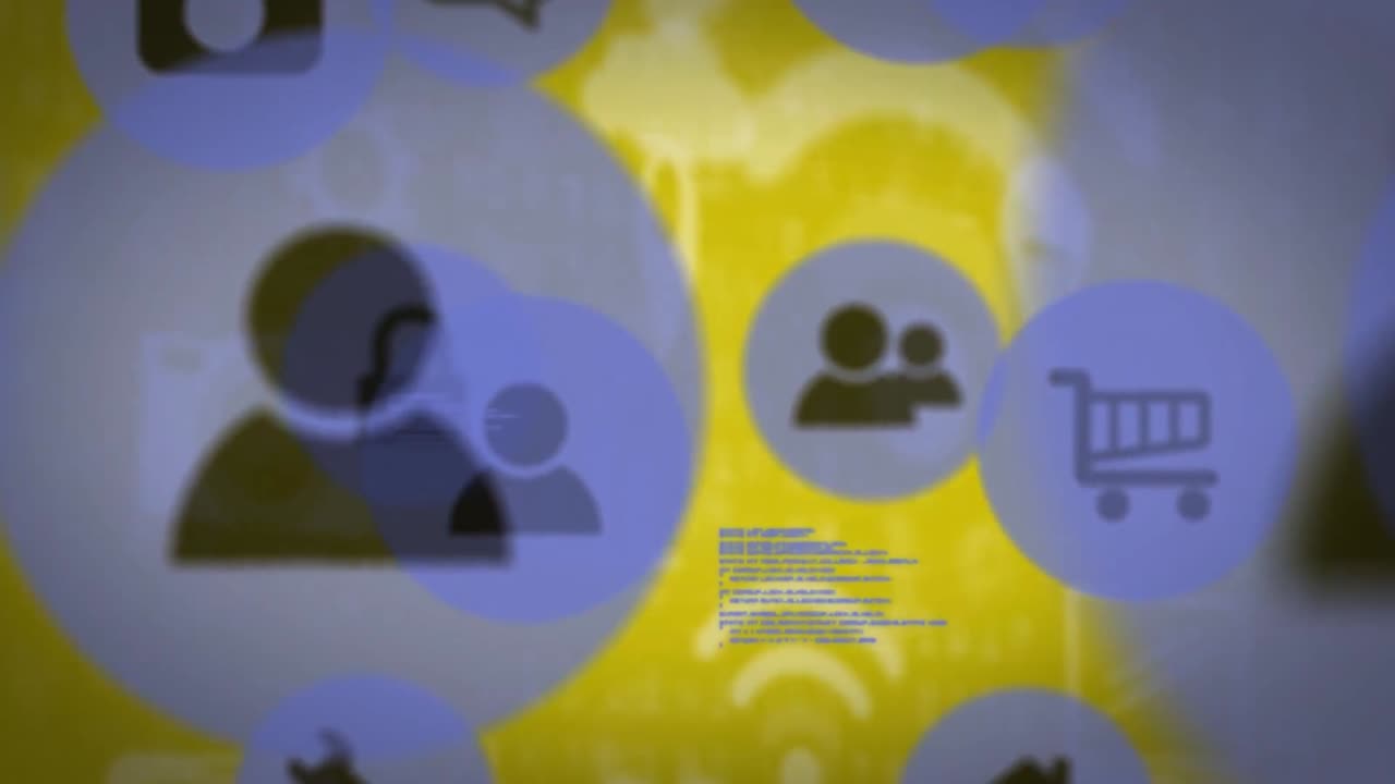 animación de iconos de medios sobre un fondo naranja