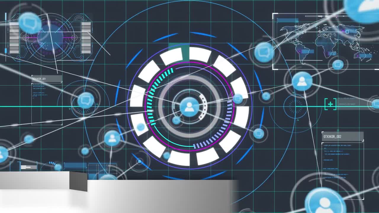 animación de noticias de última hora, globo, procesamiento de datos y red de conexiones.