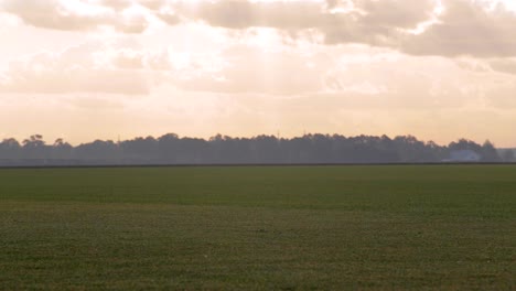 grandes equipos agrícolas cierran temprano en la mañana amanecer en la granja comercial