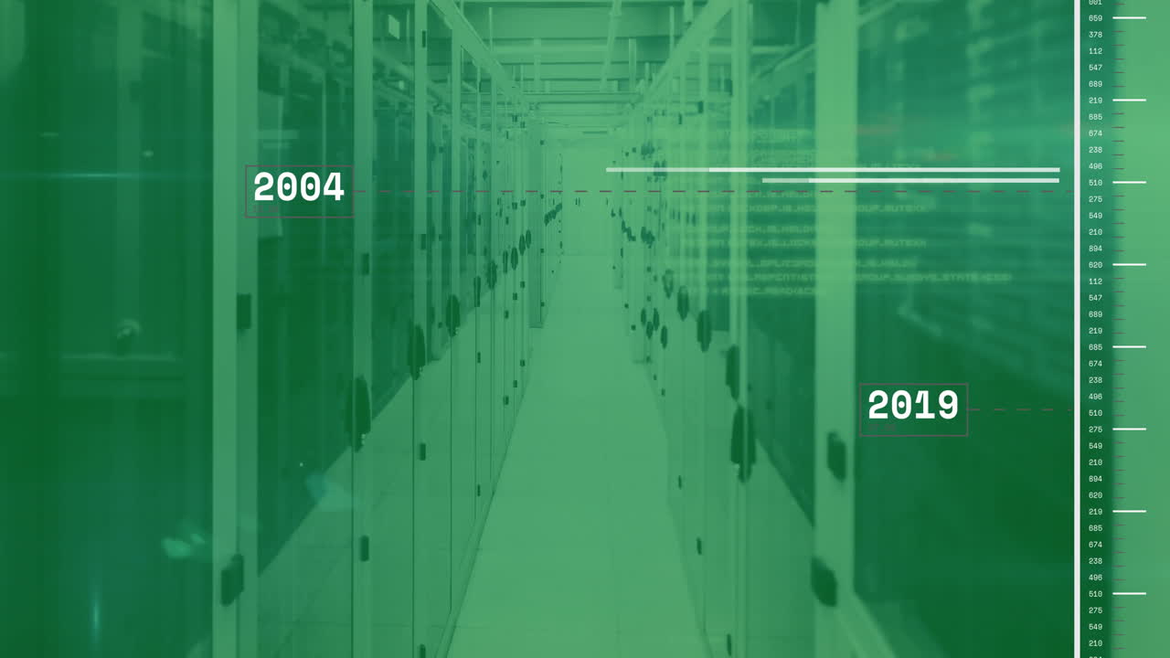 컴퓨터 서버를 통해 디지털 데이터 처리의 애니메이션