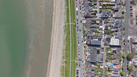 aerial view of skerries coastal town, dublin, showing beach and streets