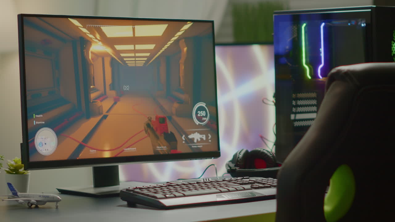 Empty room with RGB powerful personal computer