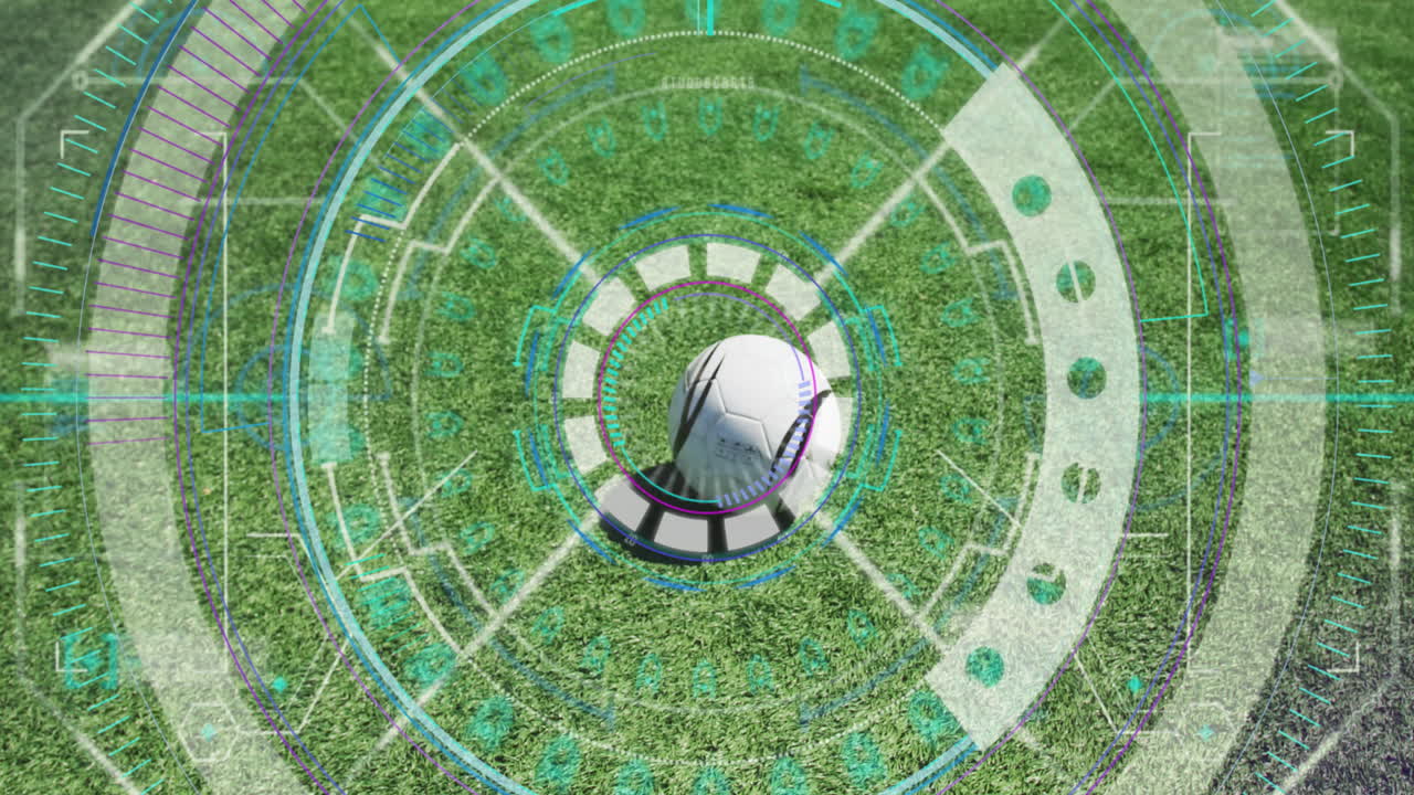 축구 선수가 공을  ⁇ 는 스캔과 데이터 처리의 애니메이션