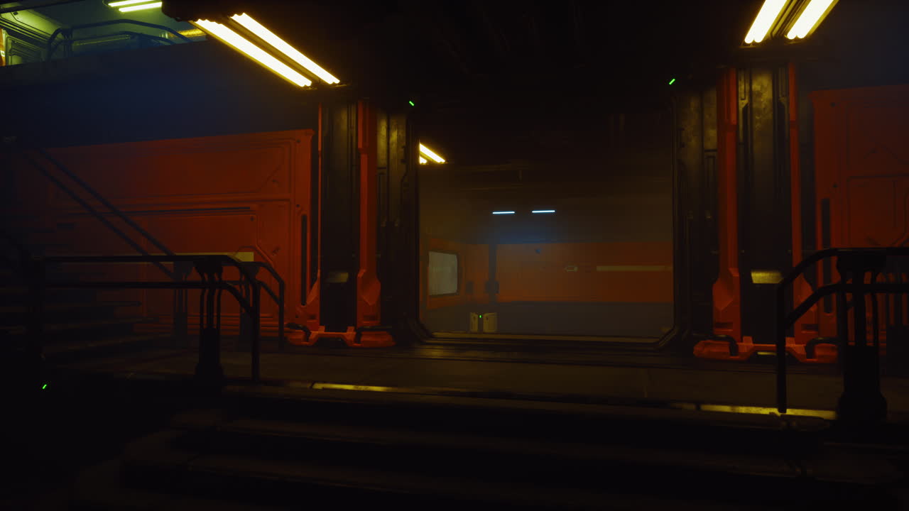 темный и мрачный футуристический коридор