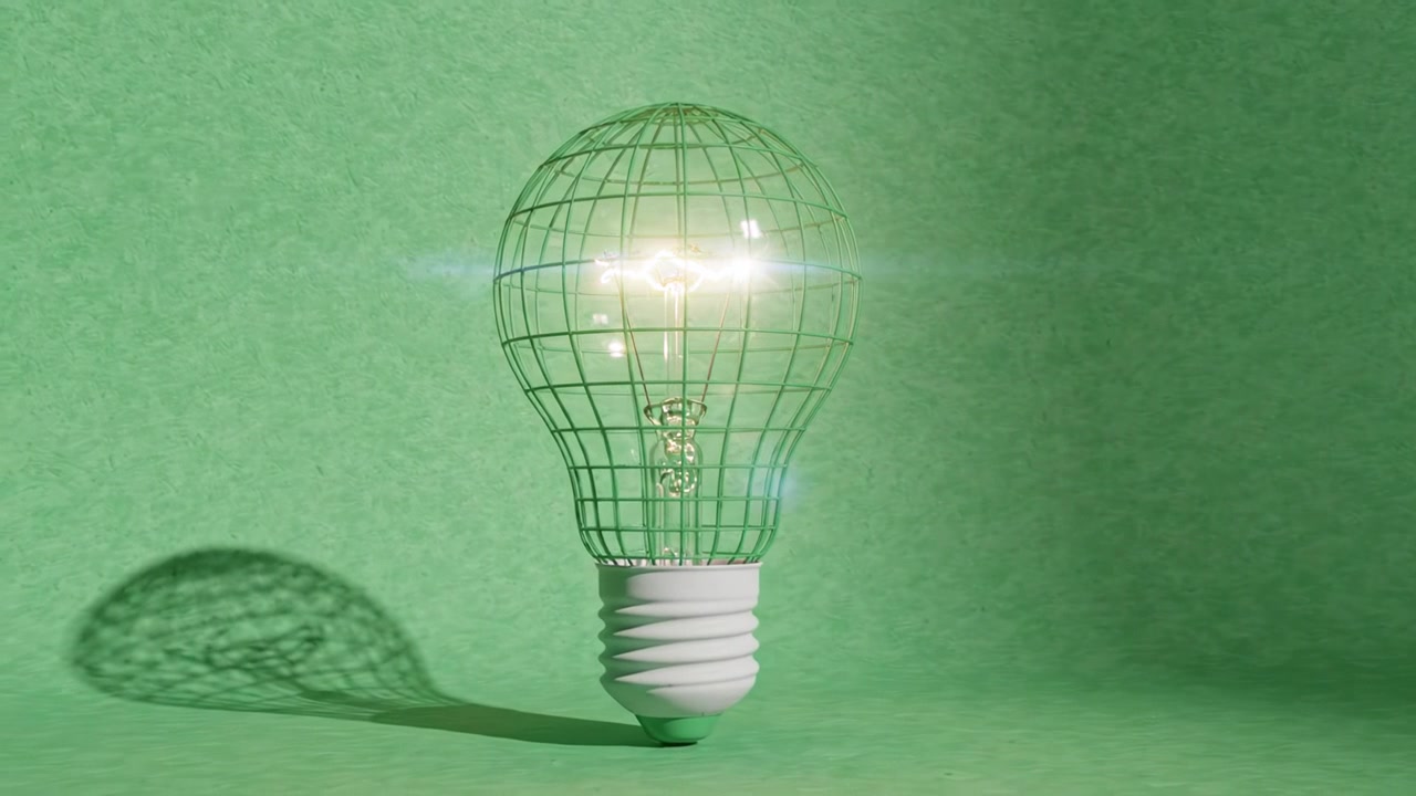 Innovative Light Bulb Design Showcasing Energy Efficiency and Modern Aesthetics on a Soft Green Background for Sustainable Living and Eco-Friendly Solutions