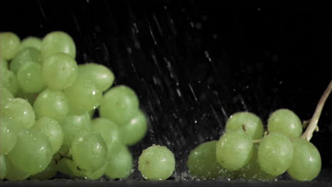 bunch of grapes in super slow motion being wet