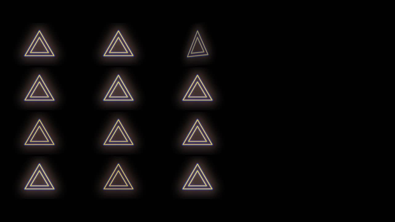 patrón de triángulos dorados pulsantes con luz de neón al estilo casino.
