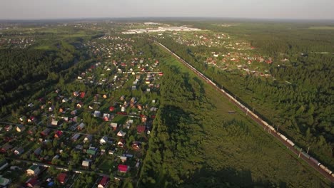 russian countryside and railway aerial view