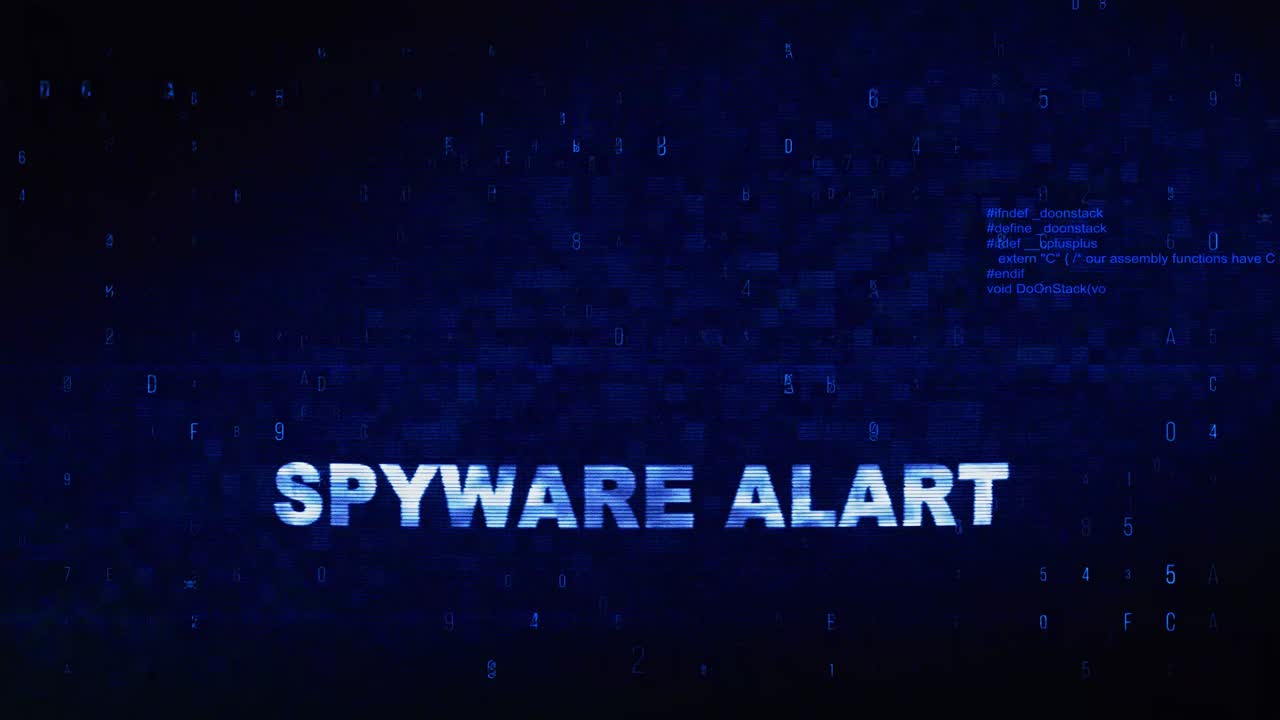 Spyware Alert on a Digital Screen