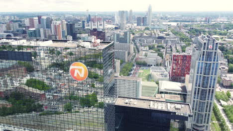 aerial view of utrecht cityscape and office building