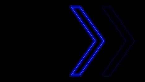 4k neon blue light arrow direction on black blackgroud