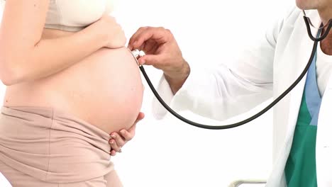Close-up-of-pregnant-woman-examined-by-her-gynecologist