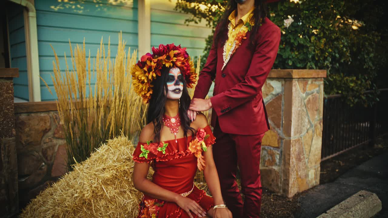 Couple in Day of the Dead Costumes