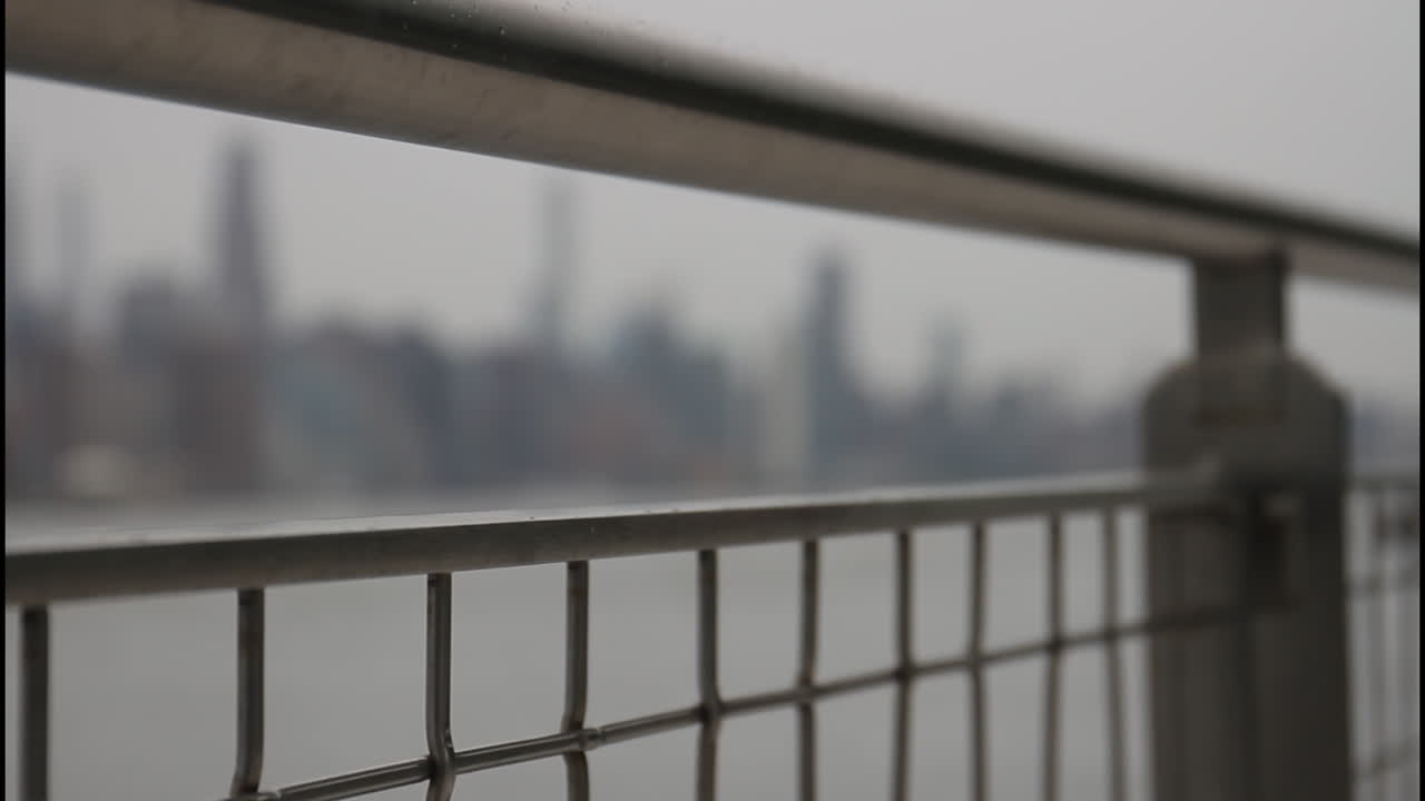 City View Through a Metal Fence