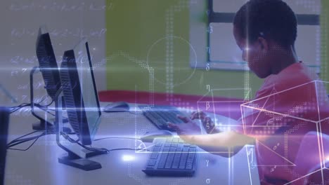 Animation-of-data-processing-over-schoolboy-using-computer