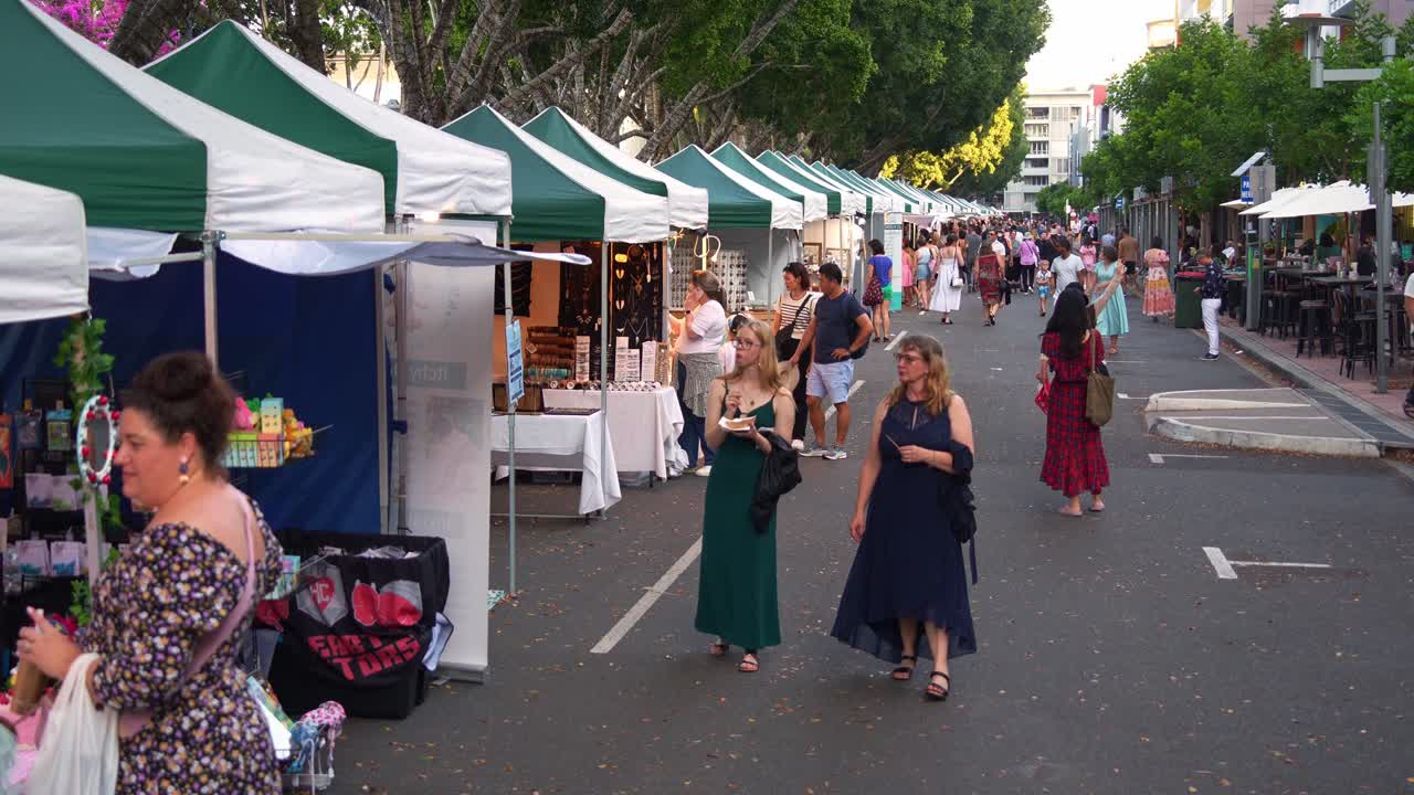 Brisbane's Collective Markets in South Brisbane on the weekend, premier recreational and cultural destination with market stalls run along Little Stanley street.