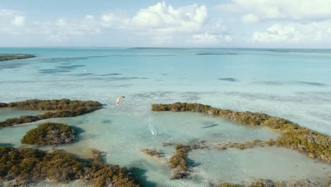los roques venezuela -caribbean-sea-fantastic-landscape  kitesuf in  clear crystal water, from drone