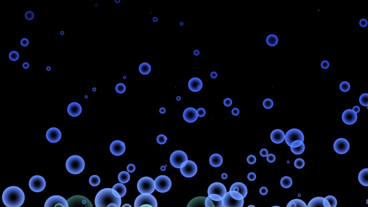 Rising blue bubbles (black background) carbonated soda underwater