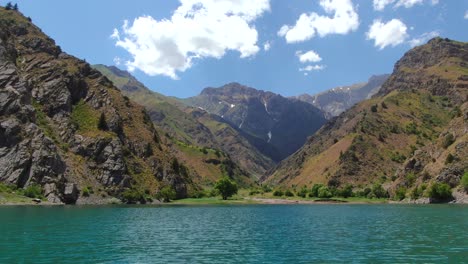 Urungach-Lake-Surrounded-With-Mountain-Range-In-Ugam-Chatcal-National-Park-In-Tashkent,-Uzbekistan