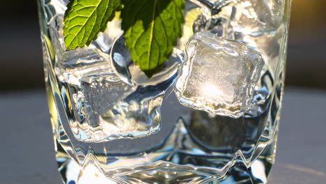 iced mint drink with ice cubes