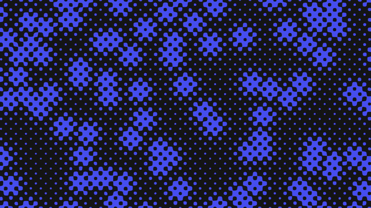A modern and abstract design featuring a pixelated pattern of small, irregular blue and black squares on a black background. Suitable for website or graphic design applications