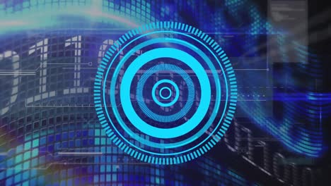 animación del escaneo del alcance sobre el procesamiento de datos sobre fondo negro