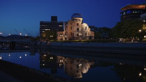 hiroshima genbaku "atomic" dome at twilight, japan peace park