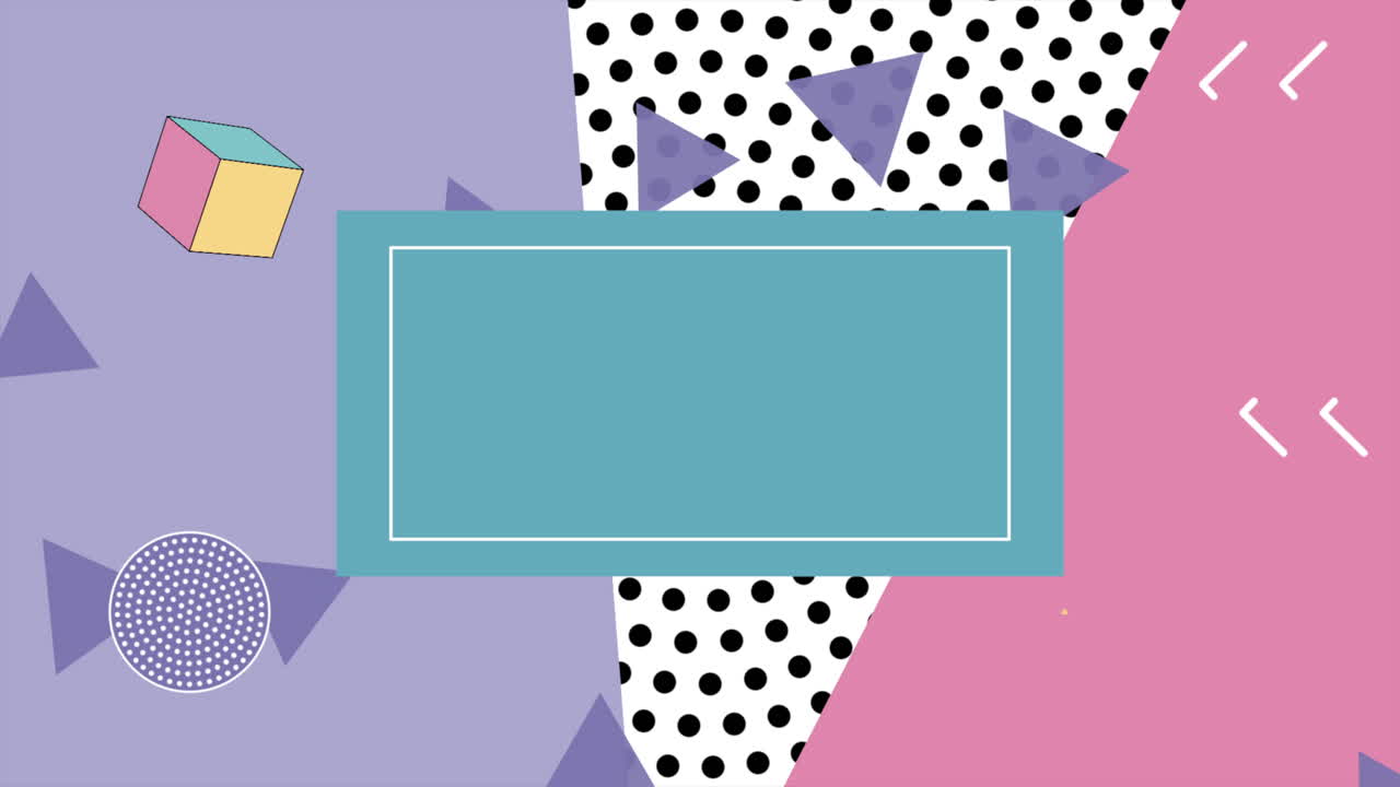 movimiento formas geométricas abstractas triángulos y cuadrados fondo púrpura de memphis