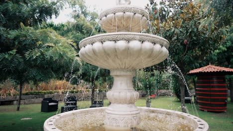 classic stone fountain amidst verdant garden