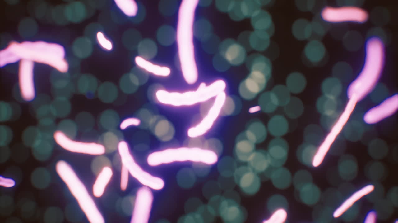 Modelli colorati danzano in un micro mondo astratto e sognante di luci sfocate