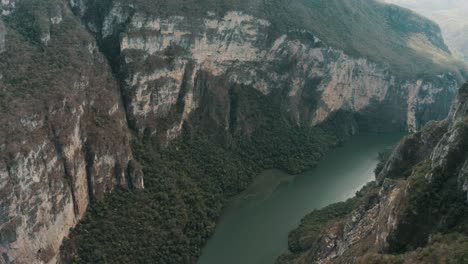 stream with tropical forest in the canyon of sumidero in chiapas state, mexico