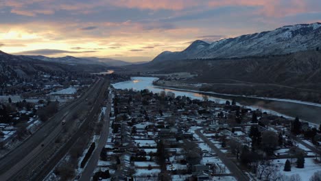 The-Magic-of-a-Winter-Sunset:-A-Drone's-View-of-Highway-1-in-British-Columbia