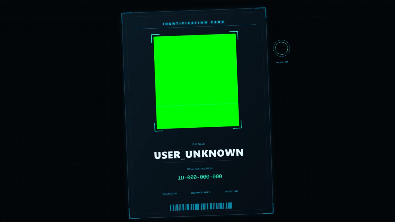 Interfaccia carta d'identità digitale con segnaposto green screen