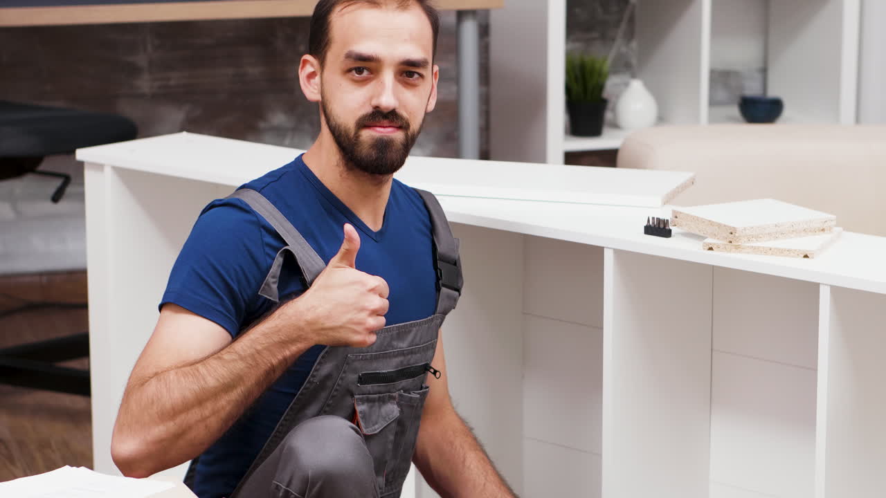 Man assembling furniture
