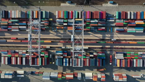 aerial view of container port in budapest city