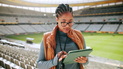 woman at a soccer stadium