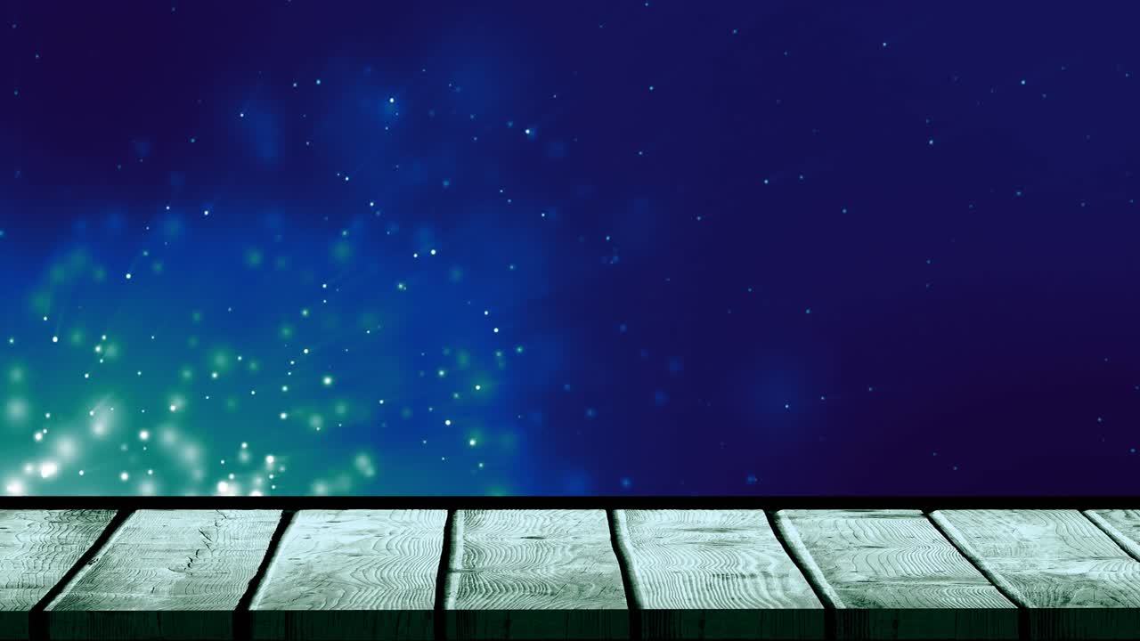 나무 표면과 함께 파란색 배경에 빛의 애니메이션