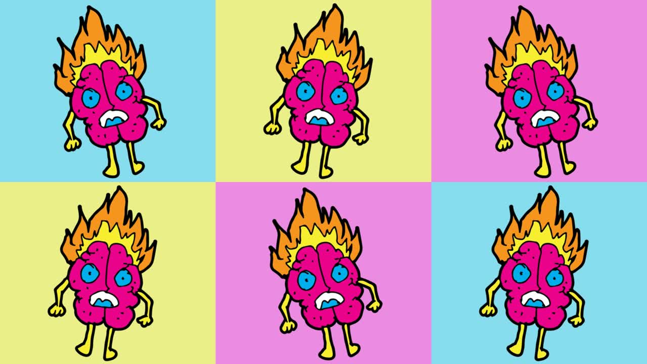 kids drawing pop art seamless background with theme of brain stress