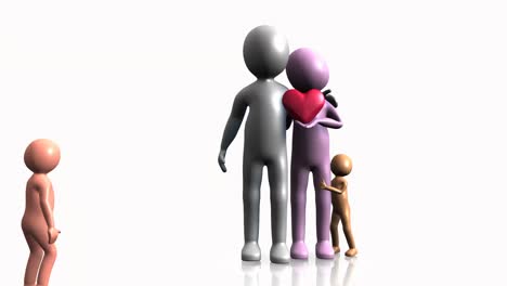 3d family holding a heart