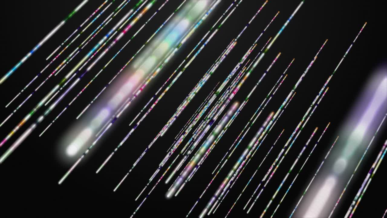 빛나는 줄무 물체와 함께 느린 동작의 미래 애니메이션, 4096x2304 루프 4k