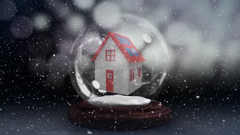 Christmas-animation-of-hut-in-snow-globe-4k