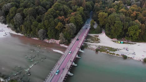 flying over the river isar in munich germany