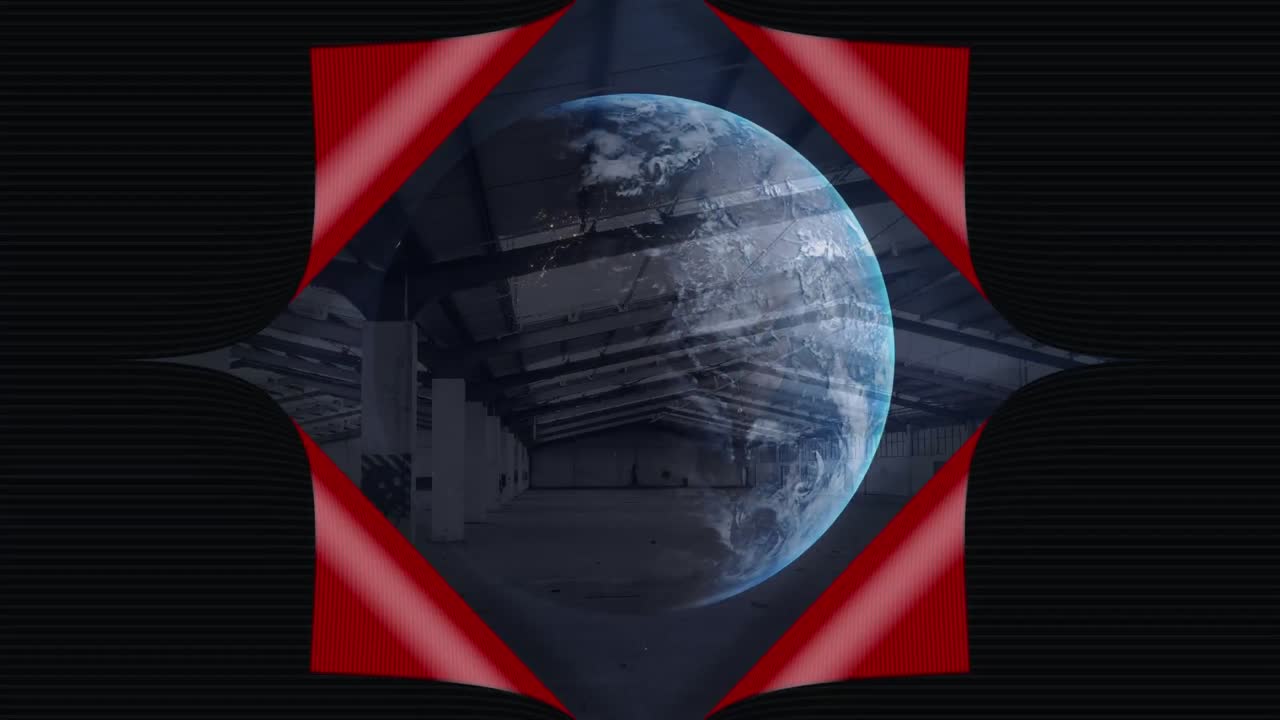 animación de la pantalla roja que revela el globo sobre el almacén