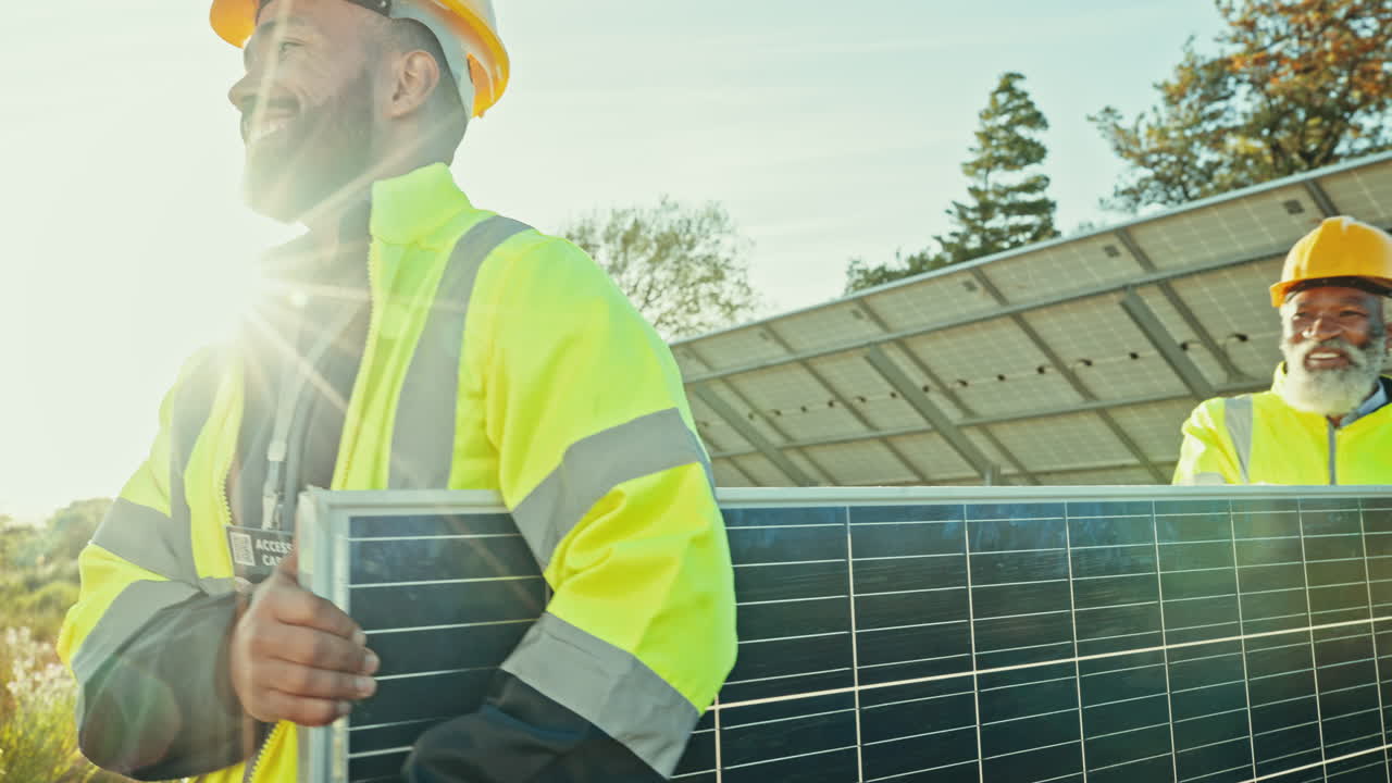 equipo de hombres con panel fotovoltaico