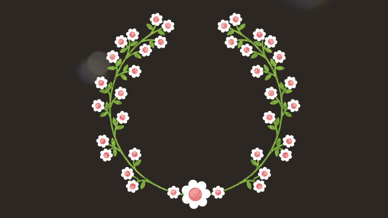 꽃 왕관 애니메이션과 함께 발렌타인 카드