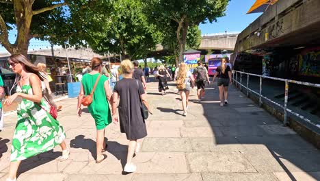 people walking along southbank centre pathway